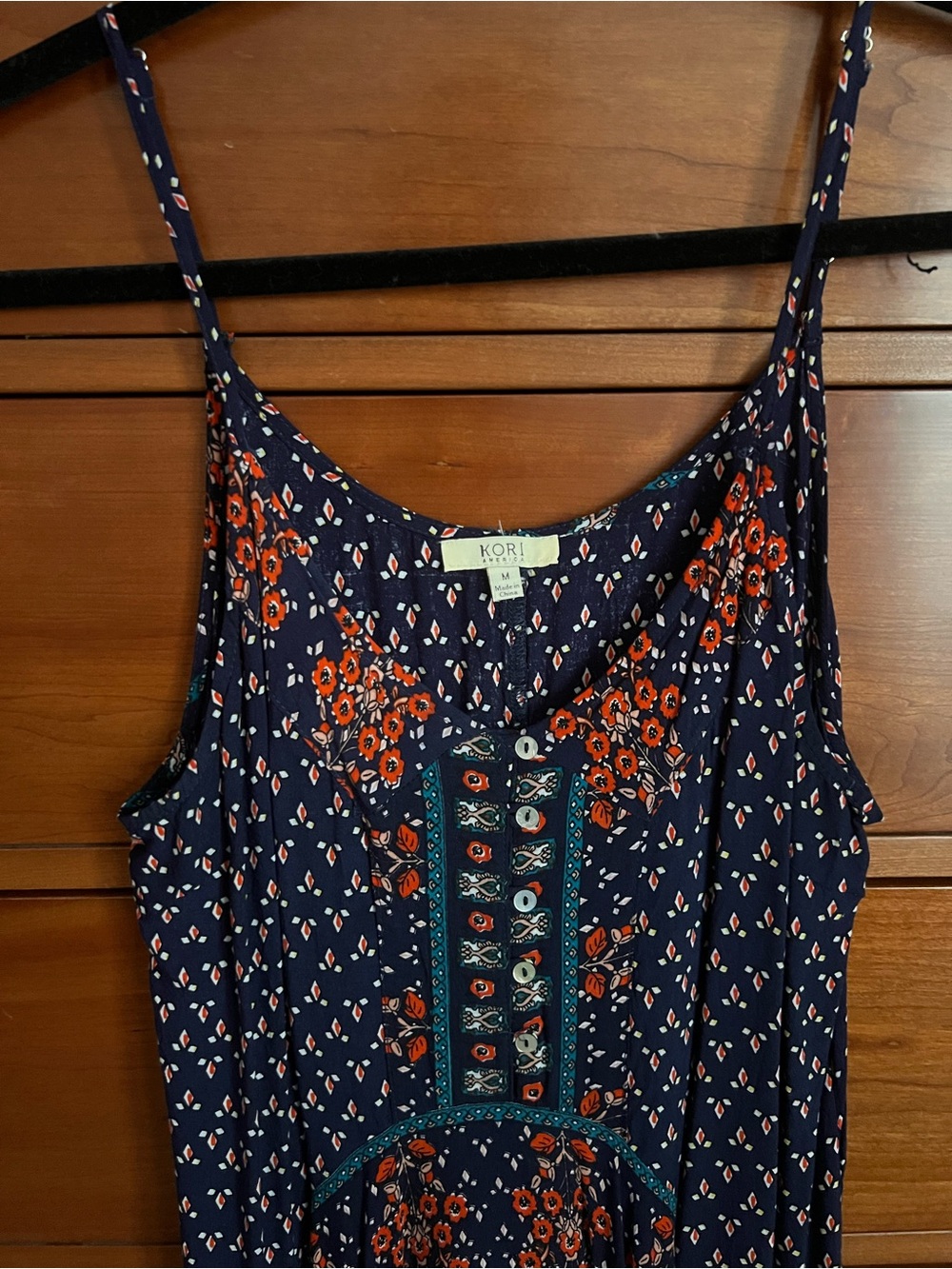 Kori Navy Maxi Dress with Red Floral Print - Picture 2 of 3